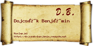 Dojcsák Benjámin névjegykártya